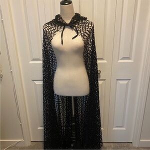 Black Hooded fishnet robe